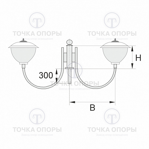 К41-0,8-1,5-0-5 торшерный двухрожковый кронштейн